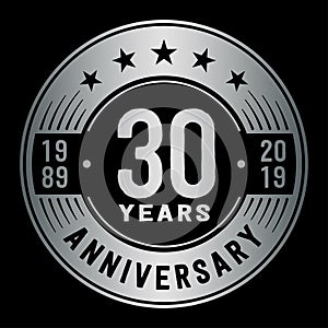30 years celebrating anniversary design template. 30th anniversary logo. Vector and illustration.