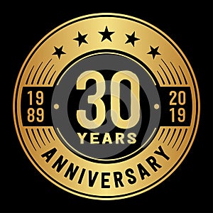 30 years celebrating anniversary design template. 30th anniversary logo. Vector and illustration.