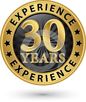 30 years experience gold label, vector