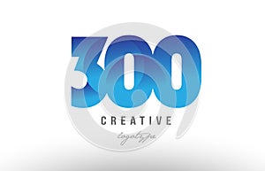 300 blue gradient number numeral digit logo icon design