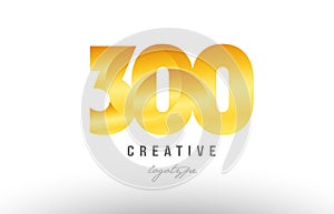 300 gold golden metal gradient number logo icon design