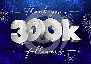 300 K followers 3D fireworks blue