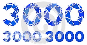 3000 digits text Mosaic Icon of Humpy Items