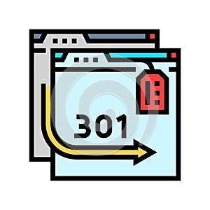 301 redirect seo color icon vector illustration