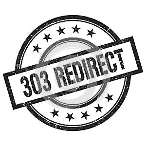 303 REDIRECT text written on black vintage round stamp