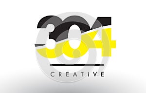 304 Black and Yellow Number Logo Design.