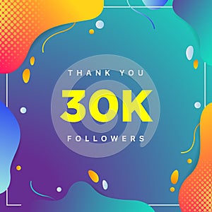 30k or 30000, followers thank you colorful geometric background number. abstract for Social Network friends, followers, Web user