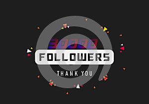 30k followers thank you colorful celebration template. social media followers achievement congratulation