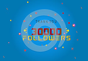 30k followers thank you colorful celebration template. social media followers achievement congratulation