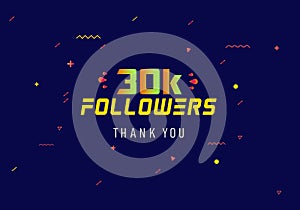 30k followers thank you colorful celebration template. social media followers achievement congratulation