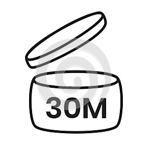 30m period after open pao icon sign flat style design vector illustration isolated on white background.