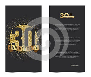 30th anniversary card with gold elements.