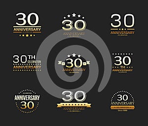 30th anniversary celebration logo set. 30 year jubilee banner.