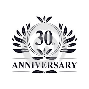30th Anniversary celebration, luxurious 30 years Anniversary logo design