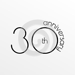 30th anniversary icon. 30 years celebrating and birthday logo. Vector illustration