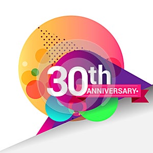 30th Anniversary logo, Colorful geometric background vector design template elements for your birthday celebration