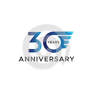 30th anniversary logo wing vector blue color