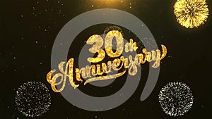 30th happy anniversary Celebration, Wishes, Greeting Text on Golden Firework