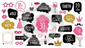 30th thirty birthday photo booth props set