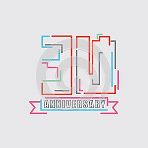 30th Years Anniversary Logo Birthday Celebration Abstract Design Vector