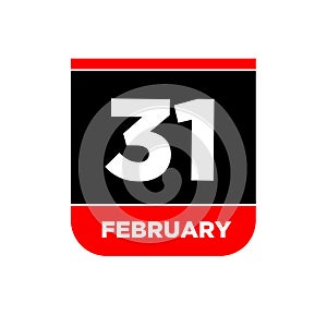 31 feb calendar day vector icon