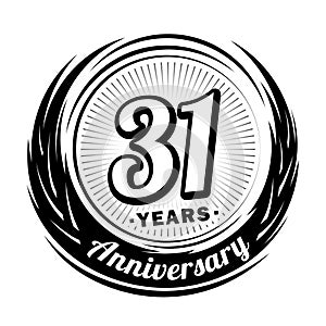 31 years anniversary. Elegant anniversary design. 31st logo.