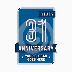 31 years celebrating anniversary design template. 31st logo. Vector and illustration.