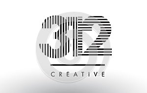 312 Black and White Lines Number Logo Design.