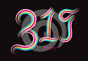 319 number design vector, graphic t shirt, 319 years anniversary celebration logotype colorful line,319th birthday logo, Banner