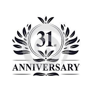 31st Anniversary celebration, luxurious 31 years Anniversary logo design.
