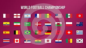 32 Countries participating world football championship vector illustration