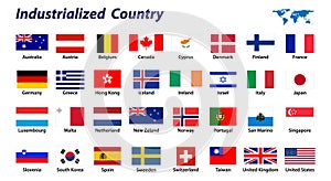 32industriell Länder flagge 