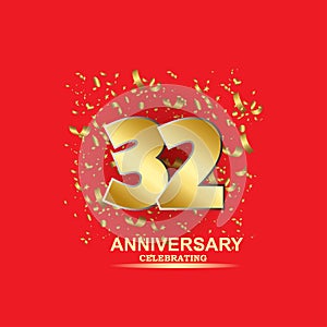 32 Year Anniversary Vector Template Design Illustration