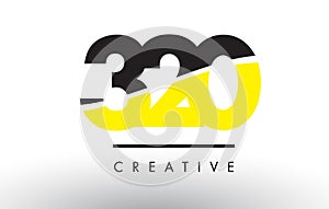 320 Black and Yellow Number Logo Design.