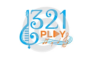 321 music play logo design