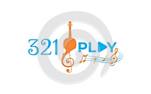 321 music play logo design