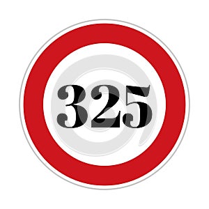 325 kmph or mph speed limit sign icon. Road side speed indicator safety element