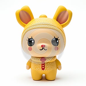 32k Uhd Cartoon Rabbit Toy In Yellow Sweater With Shiny Eyes