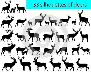 33 silhouettes of deers
