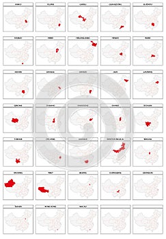 33 vector maps of the administrative divisions of China