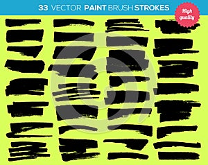 33 vector paint brushes. Ink strokes, paint splash