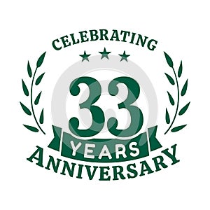 33 years anniversary celebration logotype. 33rd anniversary logo. Vector and illustration.