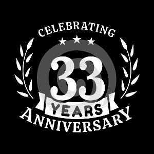 33 years anniversary celebration logotype. 33rd anniversary logo. Vector and illustration.