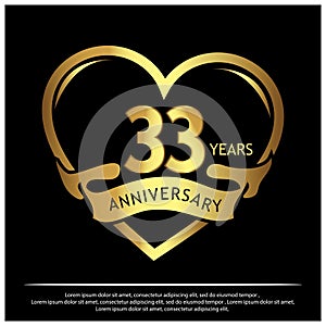 33 years anniversary golden. anniversary template design for web, game ,Creative poster, booklet, leaflet, flyer, magazine, invita