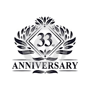 33 years Anniversary Logo, Luxury floral 33rd anniversary logo