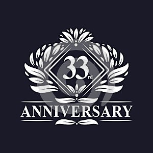 33 years Anniversary Logo, Luxury floral 33rd anniversary logo