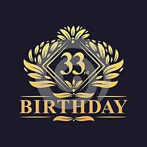 33 years Birthday Logo, Luxury Golden 33rd Birthday Celebration