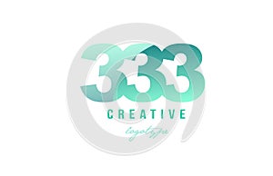 333 green pastel gradient number numeral digit logo icon design