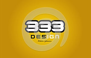 333 number numeral digit white on yellow background