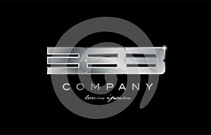 333 silver metal number company design logo